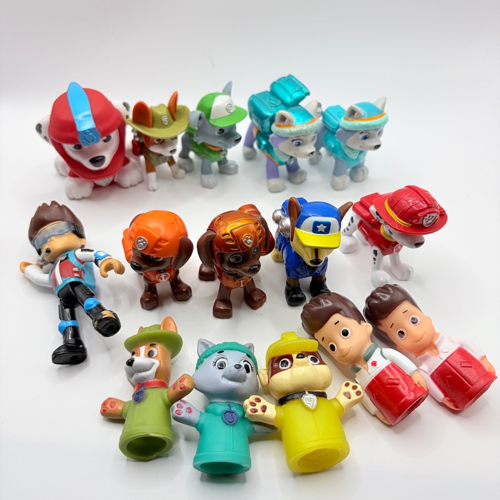 Paw Patrol Marshall Chase Ryder Everest Action Figure & Finger Puppet Toy Lot